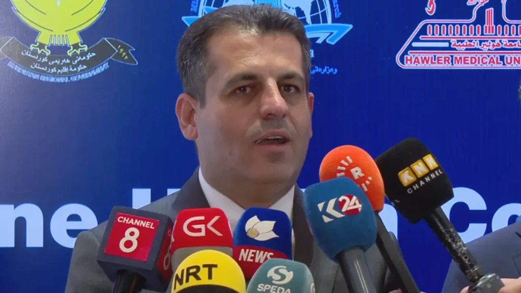 KRG Health Minister, Saman Barzanji. Photo: Channel8 
