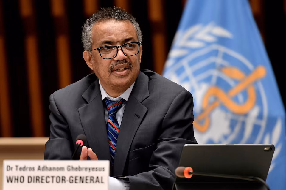 World Health Organization (WHO) Director-General Tedros Adhanom Ghebreyesus attends a news conference in Geneva Switzerland July 3, 2020. Fabrice Coffrini/Pool via REUTERS