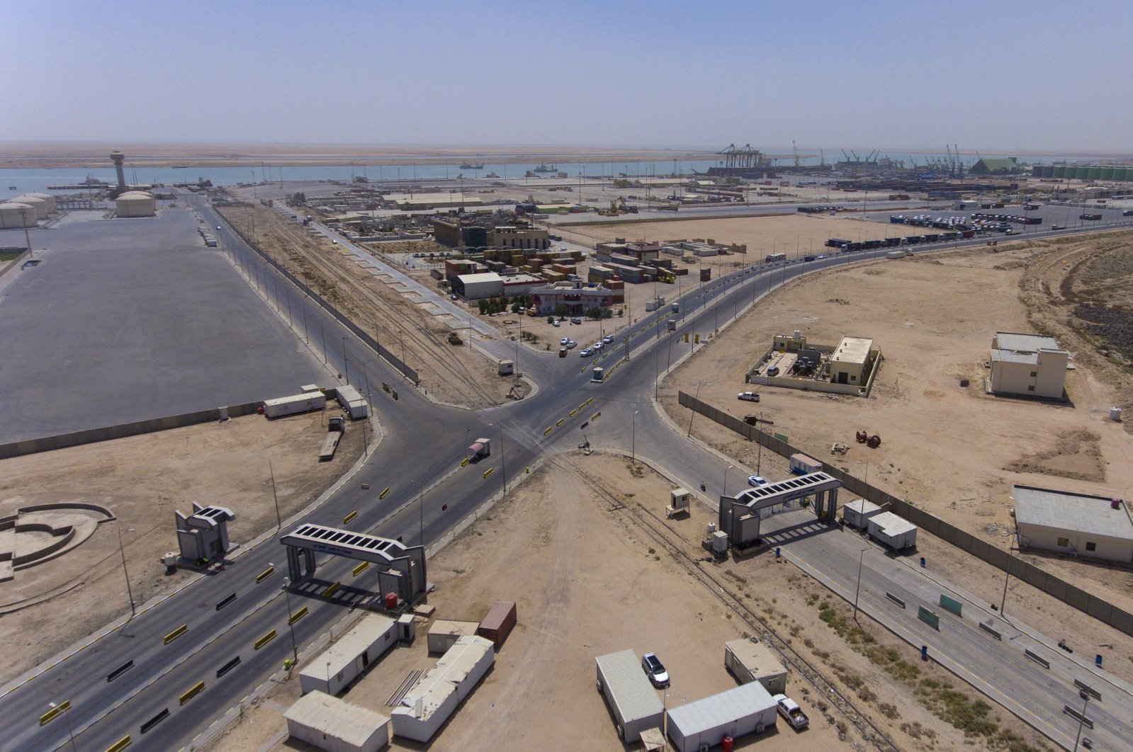 This aerial photo shows Iraq's port of Umm Qasr near the city of Basra, Iraq, May 25, 2022. (AP Photo)
