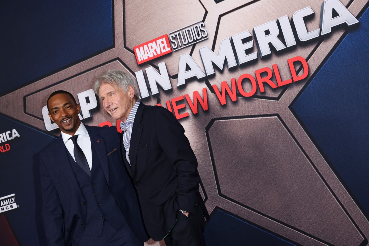 US actors Harrison Ford (R) and Anthony Mackie attend the world premiere of Marvel Studios' "Captain America: Brave New World" at the TCL Chinese theatre in Hollywood, California, February 11, 2025. (Photo by VALERIE MACON / AFP)