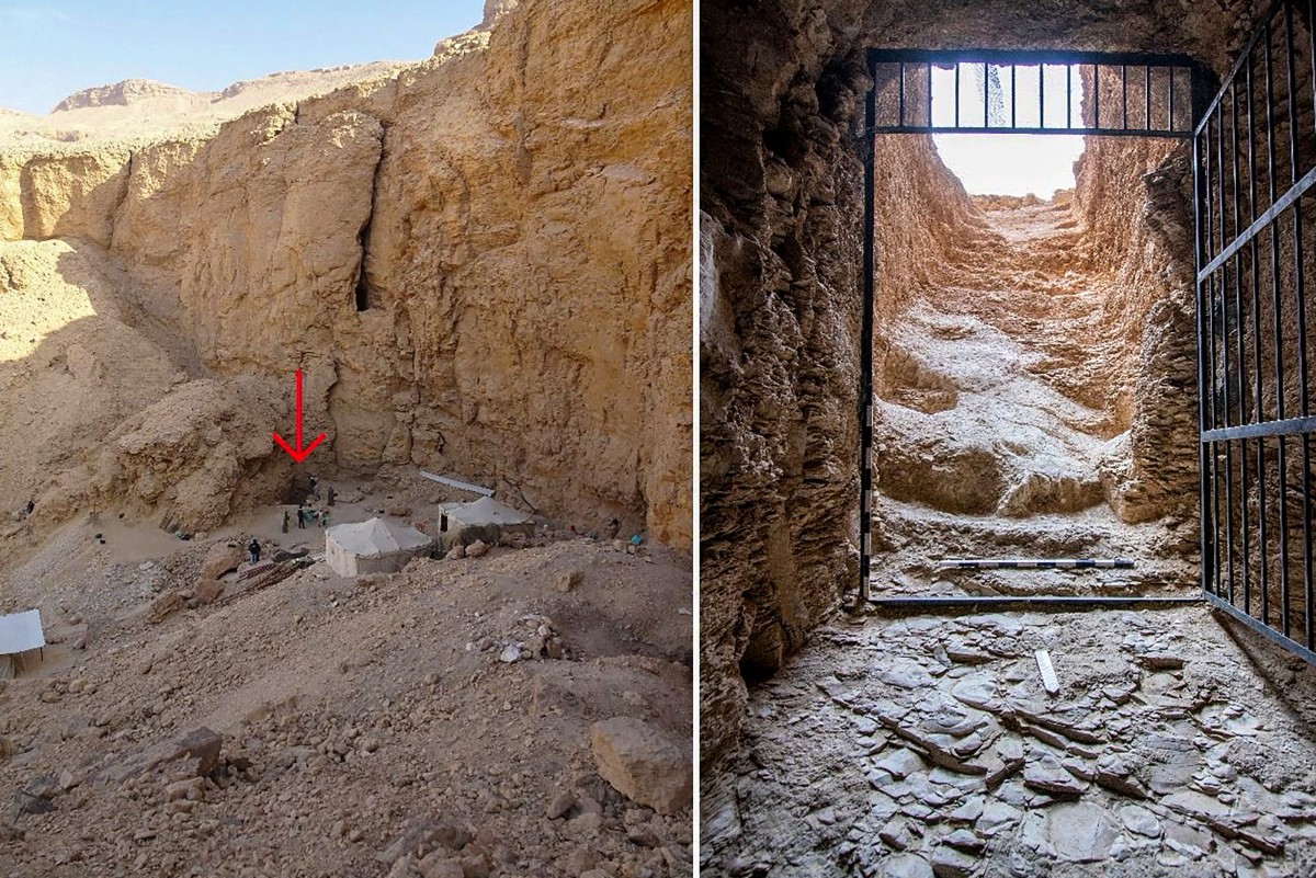 Handout images from Egypt's Ministry of Antiquities, released on February 19, 2025, show the entrance to King Thutmose II's tomb in Luxor, marking the first royal burial found since Tutankhamun's in 1922. Photo: AFP / Egyptian Ministry OF Antiquities