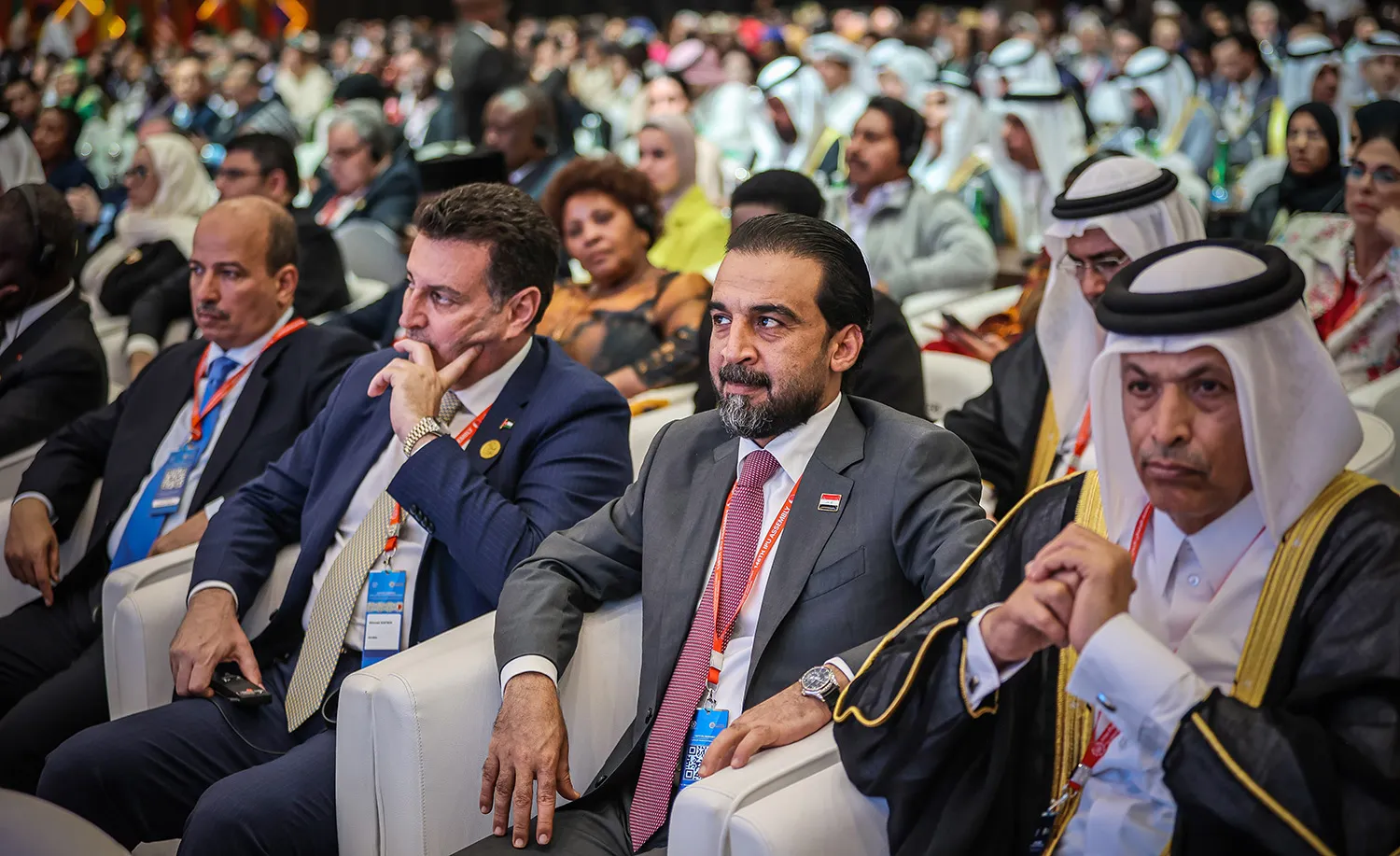 Mohammed al-Halbousi, then the Iraqi parliament speaker, attends the opening of the the General Assembly of the Inter-Parliamentary Union in Manama, Bahrain, on March 11. Ayman Yaqoob/Anadolu Agency via Getty Images
