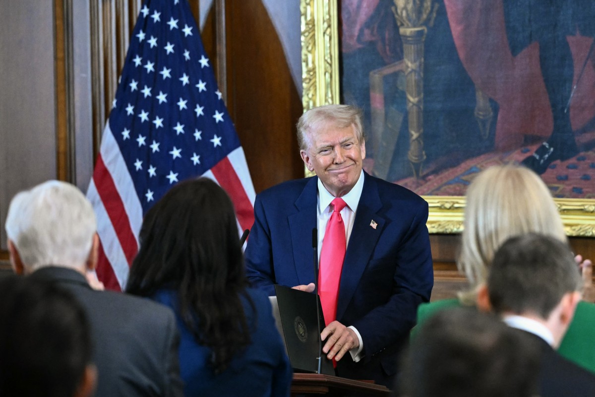 US President Donald Trump speaks during the annual Friends of Ireland luncheon at the US Capitol in Washington, DC, on March 12, 2025. (Photo by Mandel NGAN / AFP)