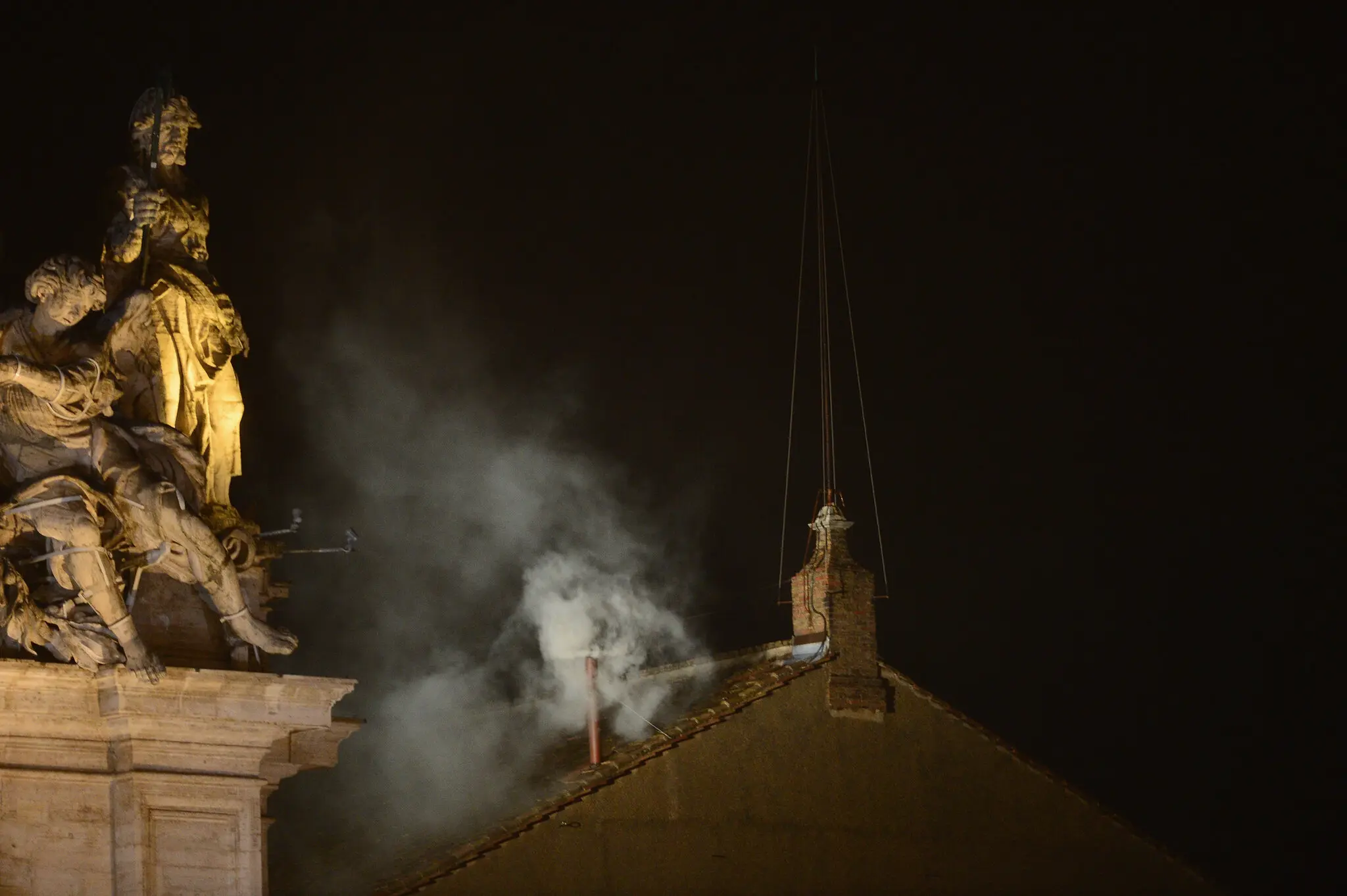 White smoke billowed from the Sistine Chapel after the College of Cardinals elected Francis as pope in 2013.Credit...Jeff J Mitchell/Getty Images