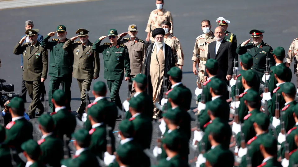 Iranian Supreme Leader Ayatollah Ali Khamenei reviews armed forces cadets at their graduation ceremony in Tehran. Photo: AP / Office of the Iranian Supreme Leader