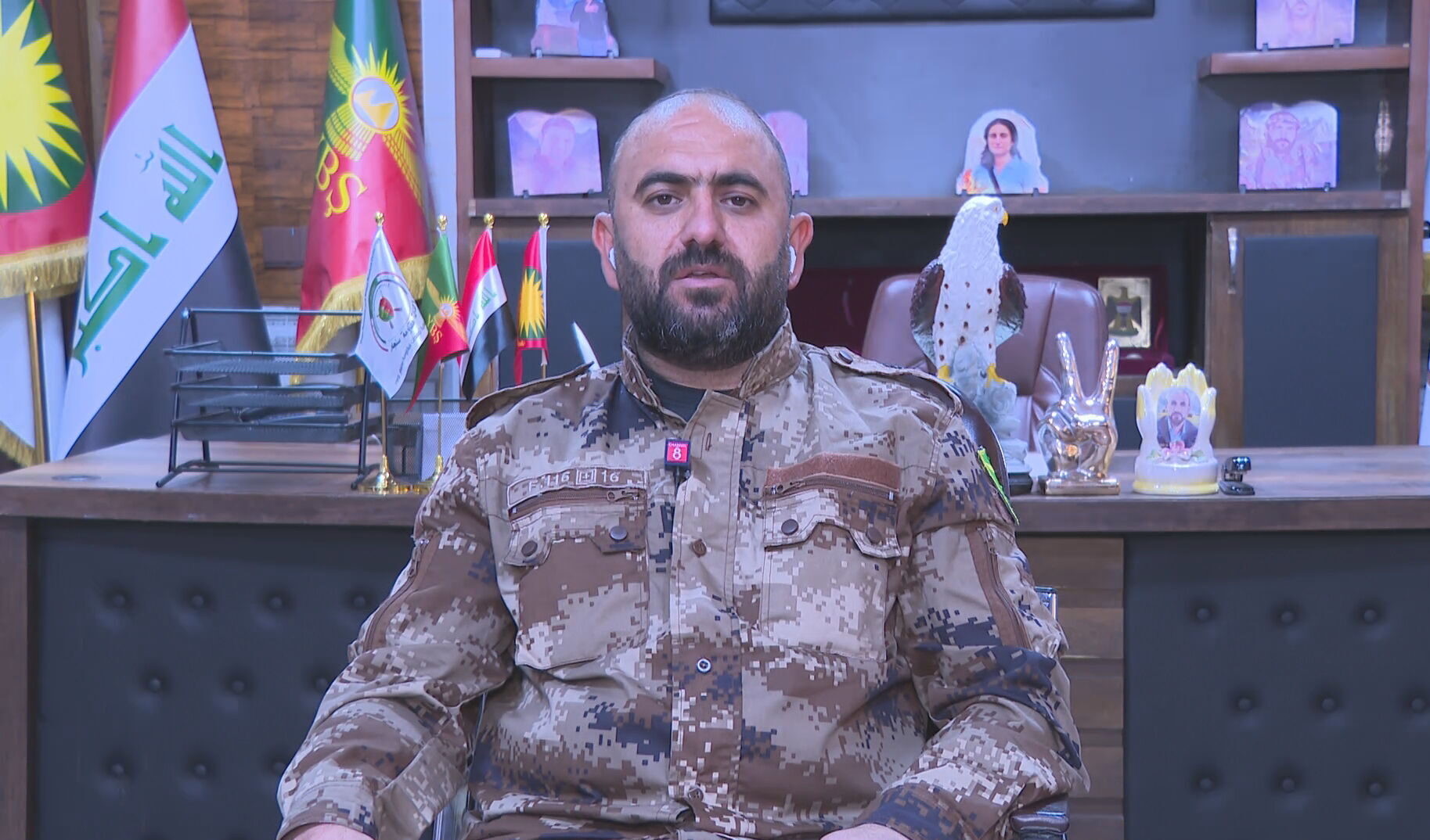 Zeki Shingali, commander in the Sinjar Resistance Units (YBS), interview with Channel8, May 21, 2025. Photo: Channel8
