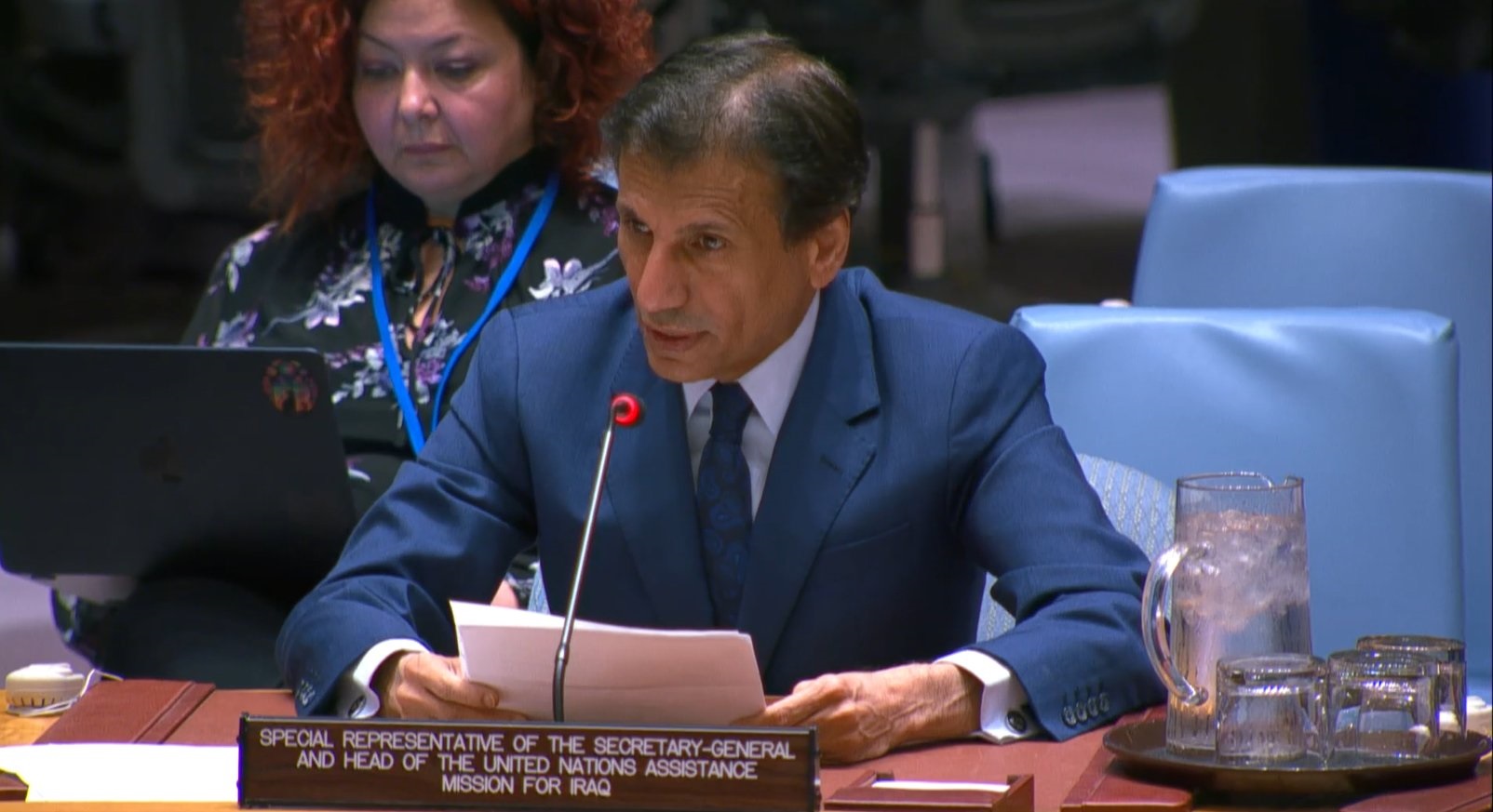Mohamed Al-Hassan, the UN Secretary-General’s Special Representative for Iraq, speaking at the Security Council meeting on 19 June 2025. Photo: UNAMI