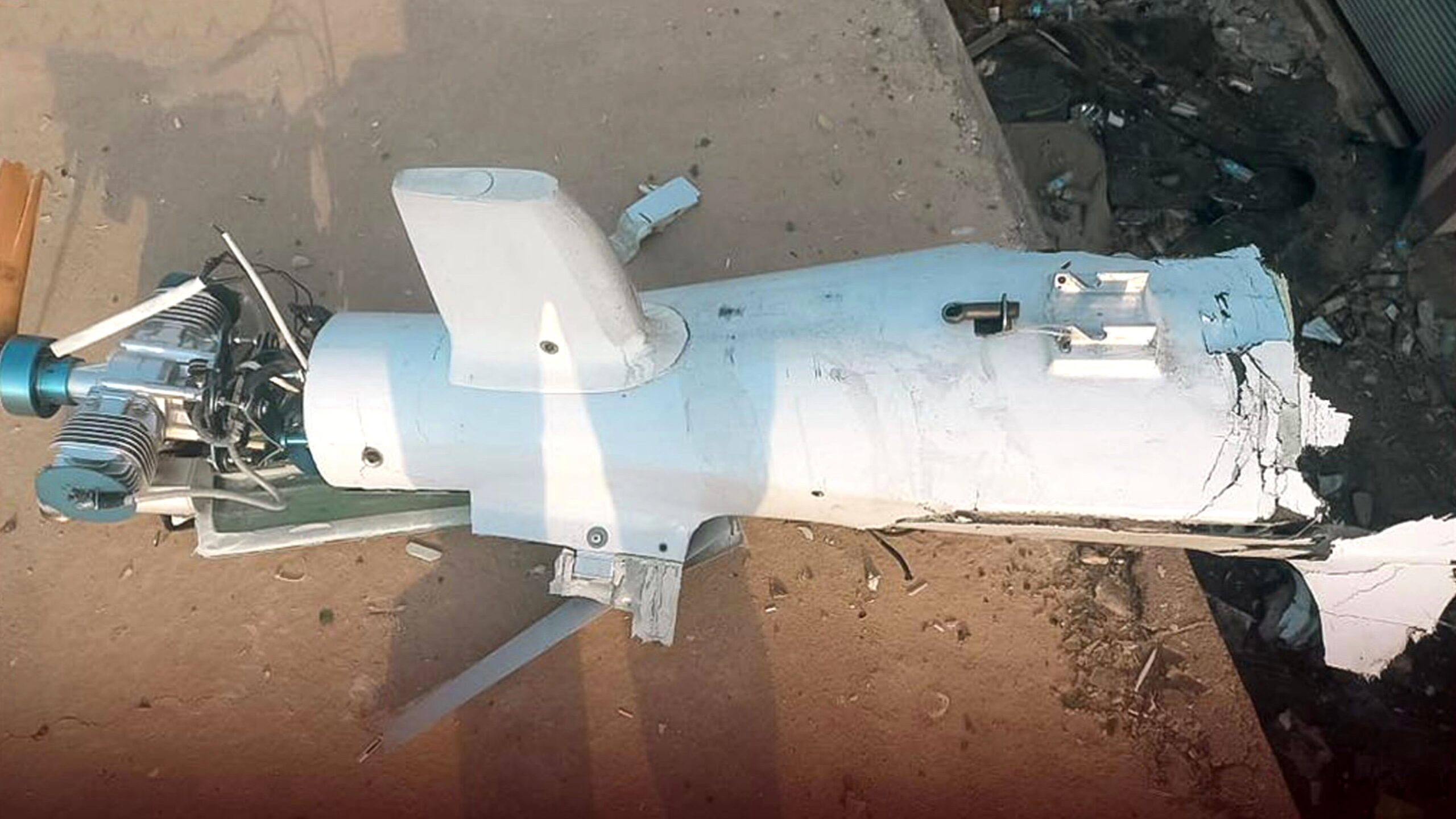 Remains of a crashed drone were found on the roof of a cafeteria in Erbil province. Photo: Channel8 / Handout