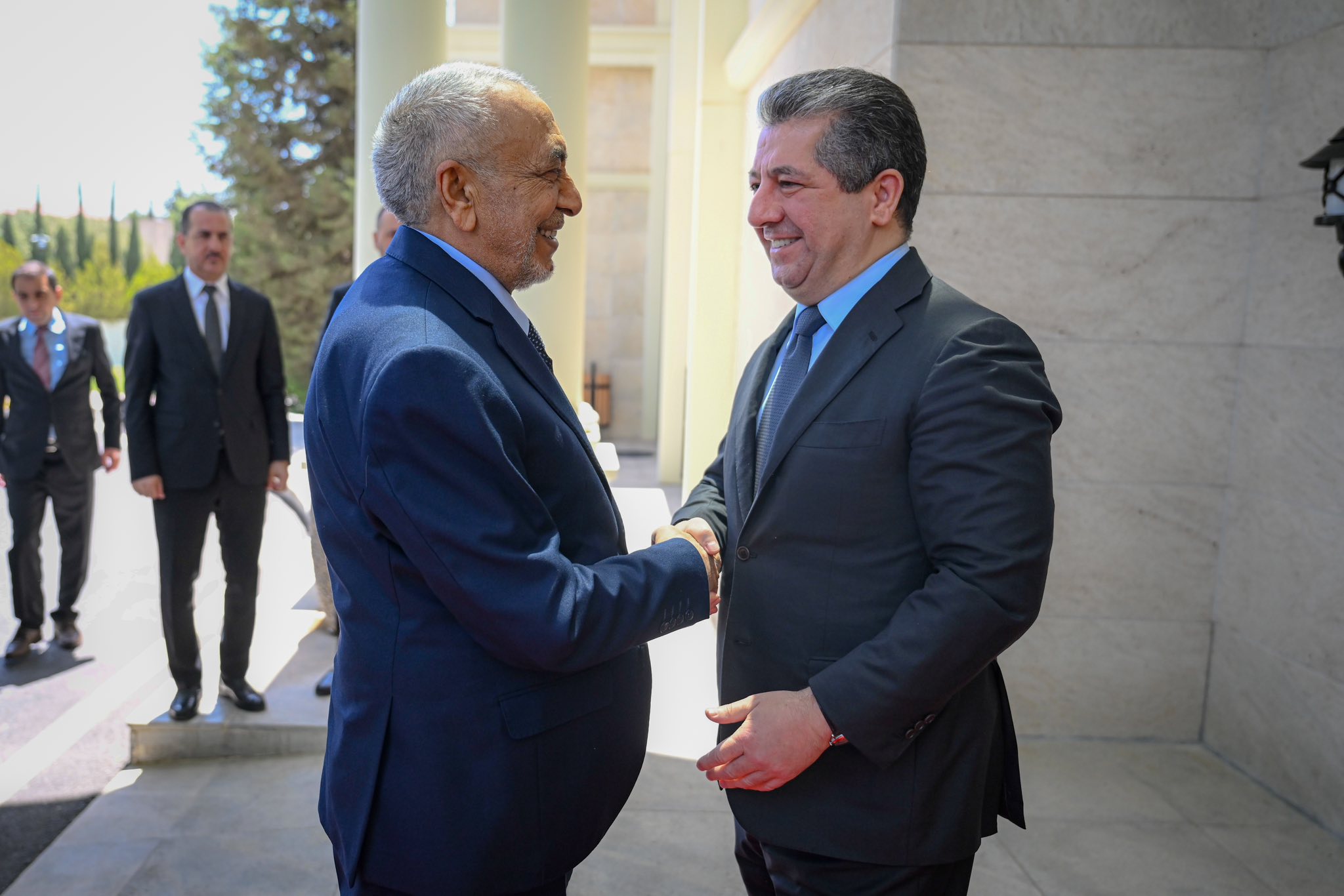 Kurdistan Region Government Prime Minister Masrour Barzani received Iraqi Parliament Speaker Mahmoud al-Mashhadani on July 6 to discuss resolving the salary dispute between Erbil and Baghdad.