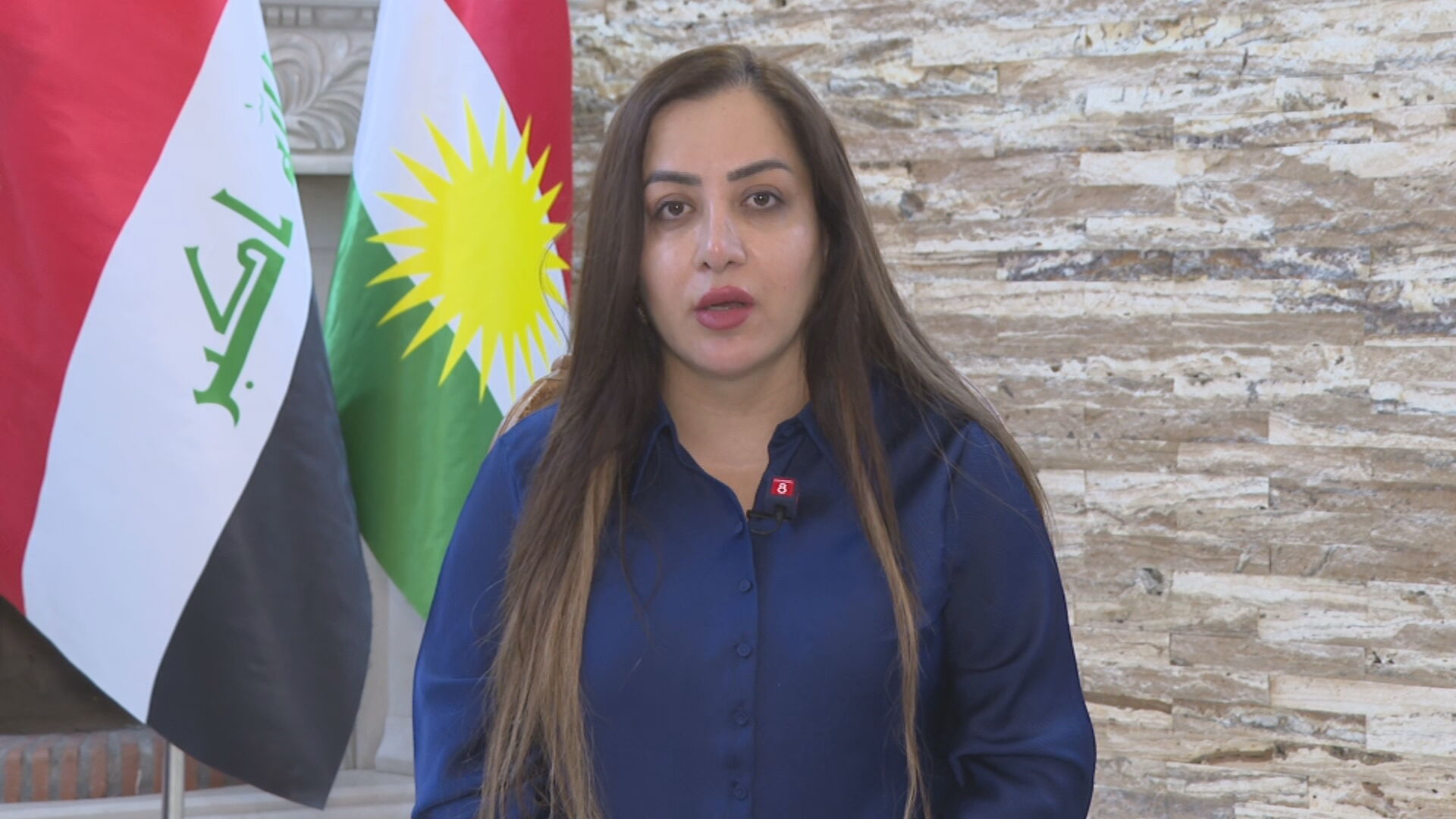 Dilan Ghafoor, member of the Iraqi parliament, in an interview with Channel8. Photo: Channel8