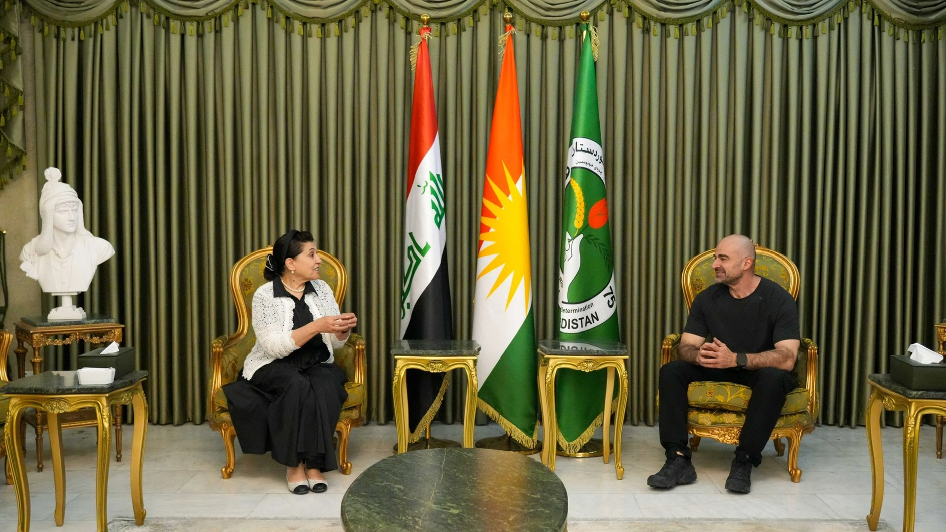 Bafel Jalal Talabani, President of the Patriotic Union of Kurdistan (PUK), received prominent Kurdish politician Leyla Zana on Saturday in Dabashan, Sulaymaniyah 
Photo: Bafel Jalal Talabani’s Press Office
