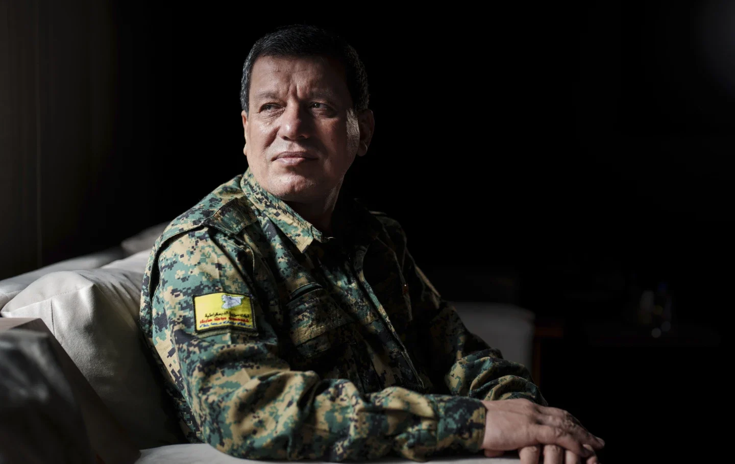 Mazloum Abdi, commander-in-chief of the Syrian Democratic Forces (SDF) in the northeastern Syrian city of al-Hassakah, Sunday, Feb. 2, 2025. Photo: Bernat Armangue / AP