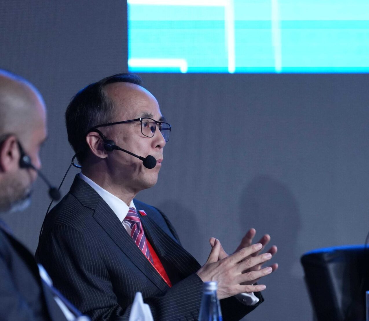 Chinese Consul General in Erbil Liu Jun speaks at a panel during the Delphi Forum Slemani on 18 May 2025. Photo: Hama Sur / Channel8


