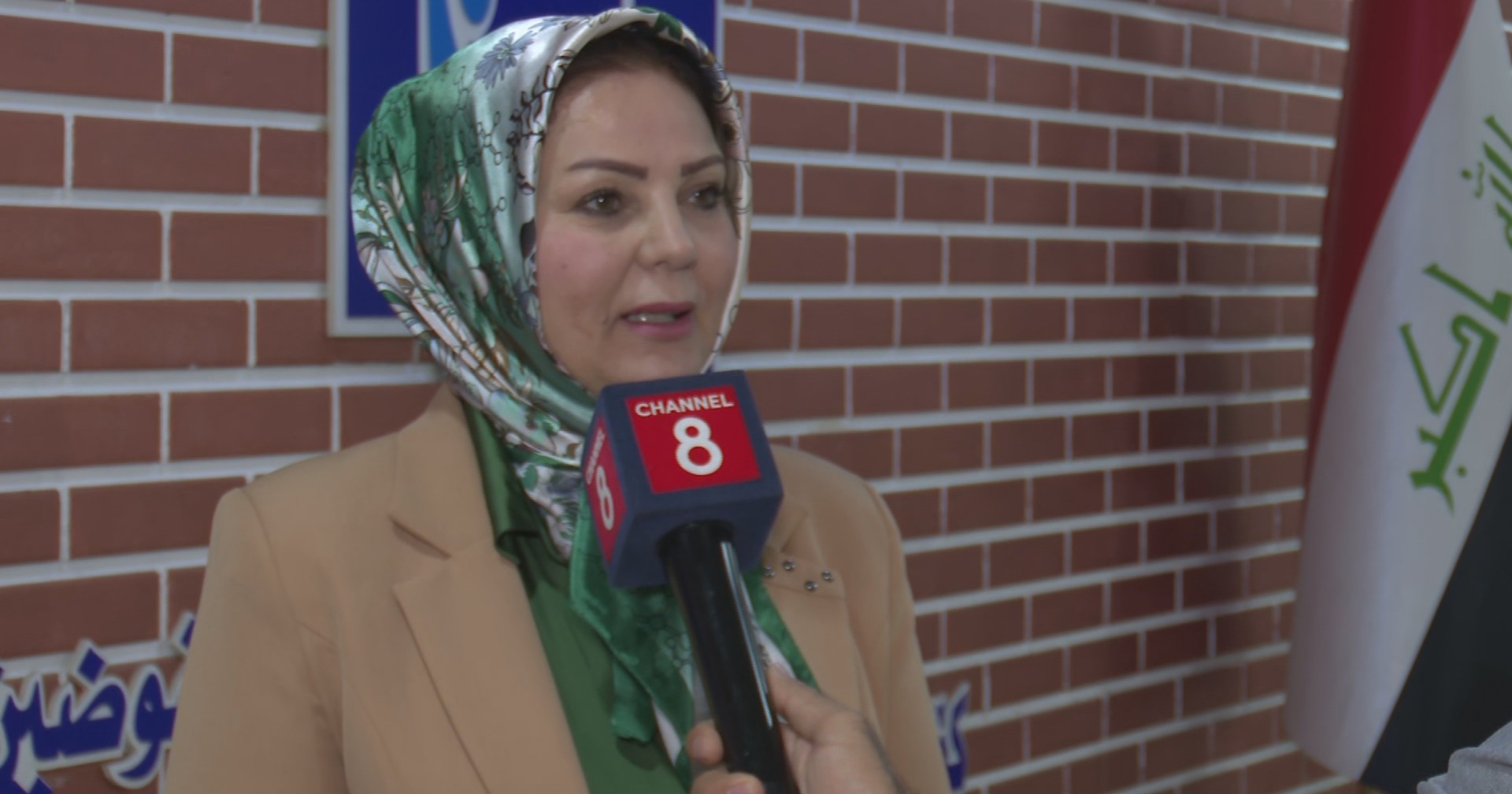Jumana al-Ghalai, spokesperson for the Iraqi Independent High Electoral Commission (IHEC), speaks to Channel8. Photo: Channel8


