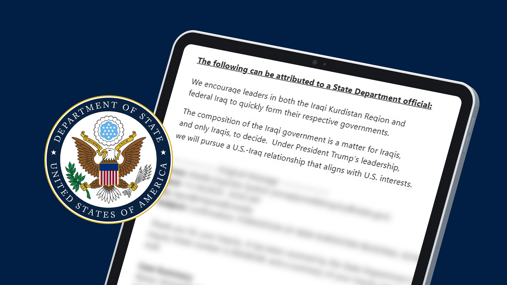 A Channel8 graphic displays the written response from the U.S. State Department alongside the department’s official seal.
