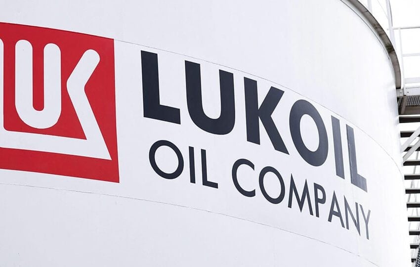 A fuel tank for the Russian oil company Lukoil. Photo: AFP

