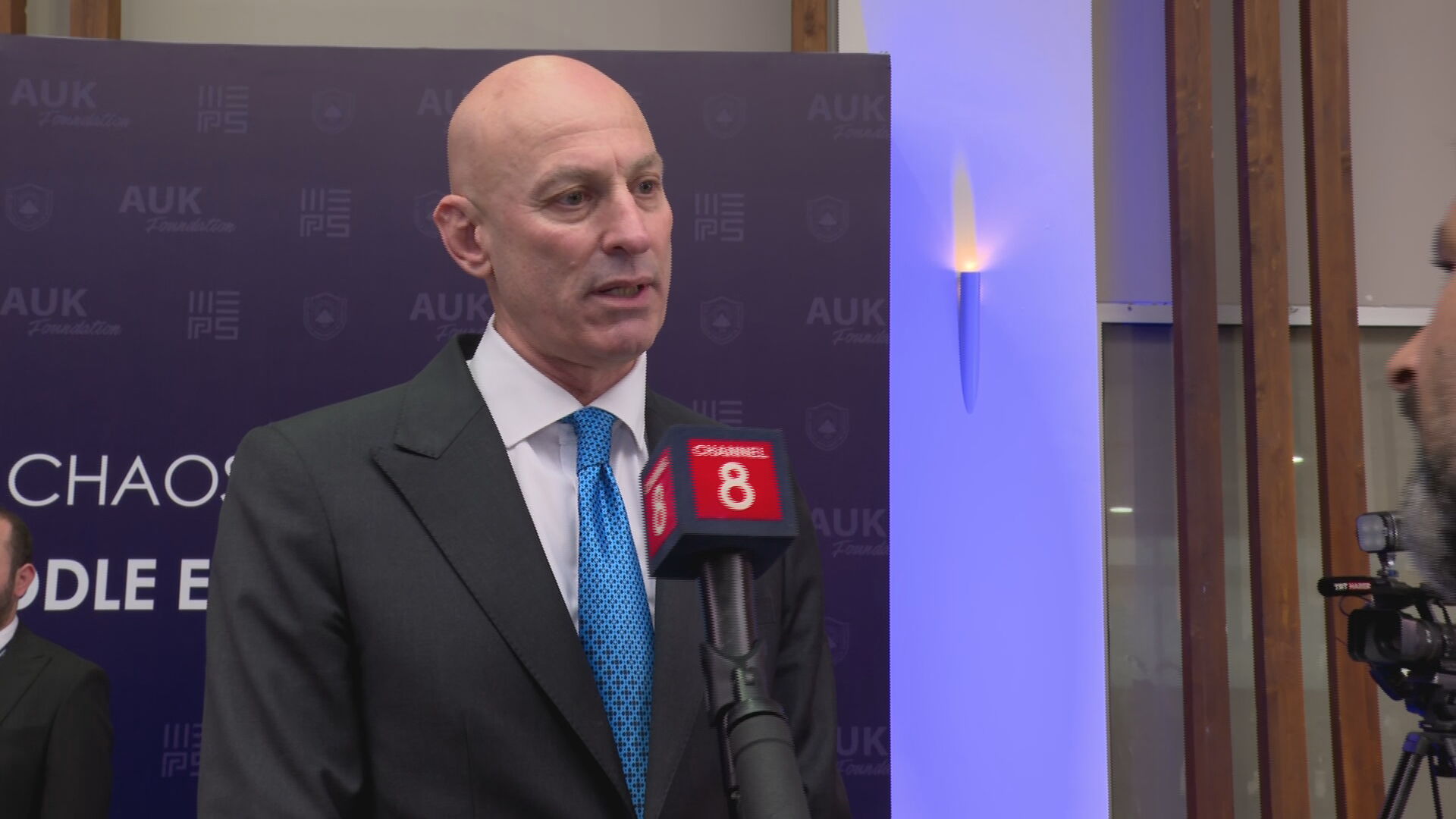 SOMO Deputy Director Hamdi Shingali speaks to Channel8 on the sidelines of the Middle East Peace and Security (MEPS) Forum in Duhok on 18 November 2025. Photo: Channel8


