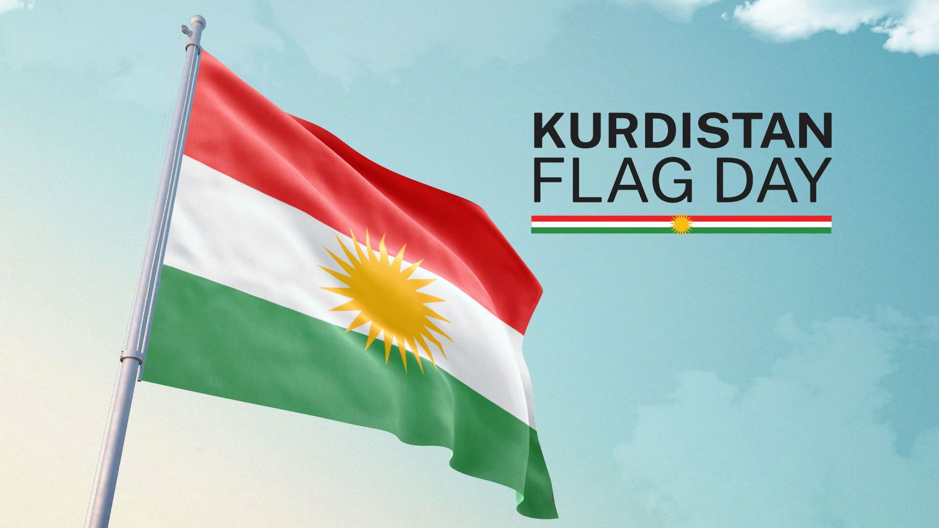 Graphic illustration marking Kurdistan Flag Day, featuring the Kurdish flag and its national colors. Graphic by Channel8