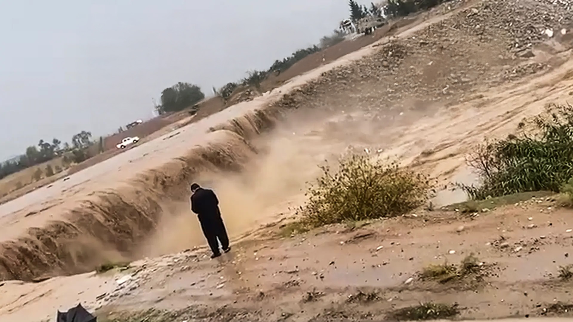 Severe flooding hits Chamchamal after heavy rains, causing one death and road closures, in this image submitted to Channel8.