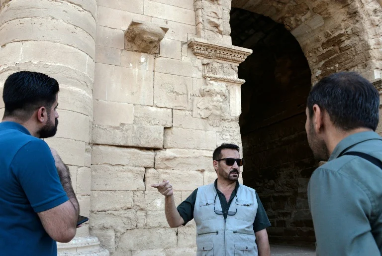 Five years after the defeat of IS, the first group of tourists visits the Hatra archaeological site in north Iraq


