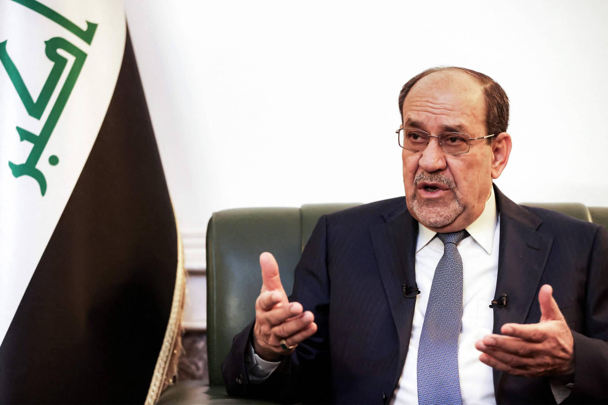 Nouri al-Maliki, head of the State of Law Coalition, speaks during an interview with AFP at his office in the Green Zone in Baghdad on February 23, 2026. Photo: Ahmad aL-Rubaye / AFP

