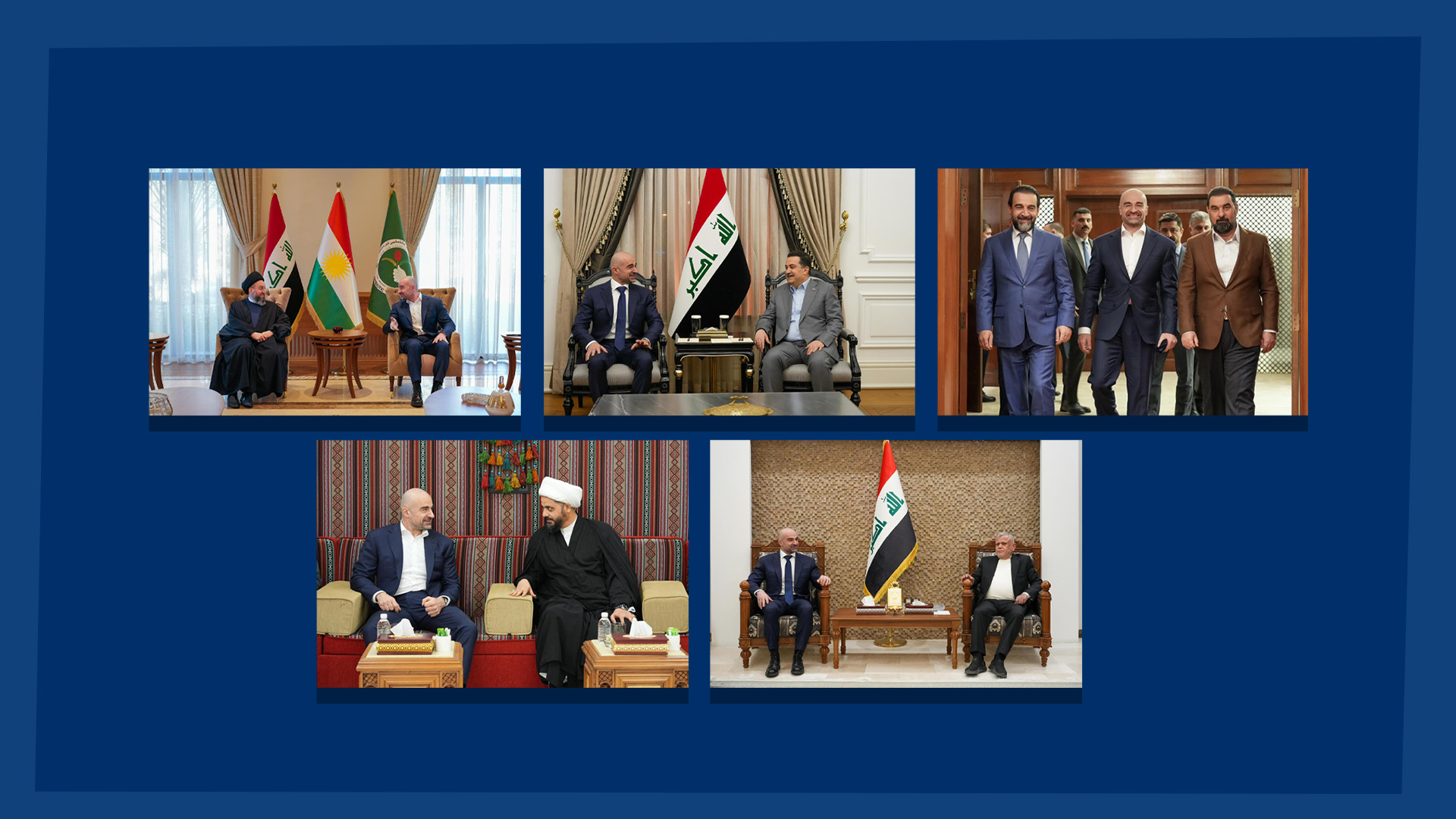Bafel Jalal Talabani meets Iraqi political leaders in Baghdad during talks on the presidential election and government formation, in this Channel8 collage.