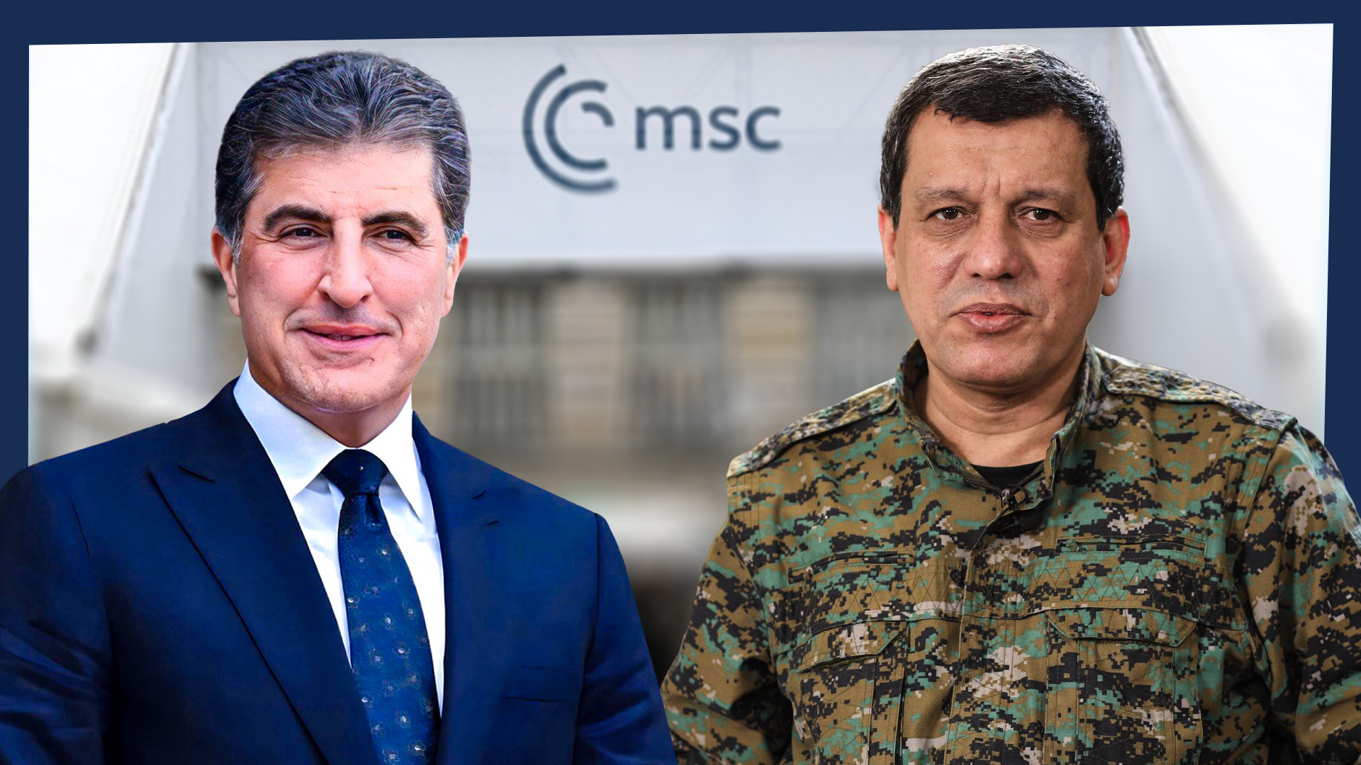 Kurdistan Region President Nechirvan Barzani. (LEFT) 
Mazloum Abdi, commander-in-chief of the Syrian Democratic Forces (SDF). (RIGHT)