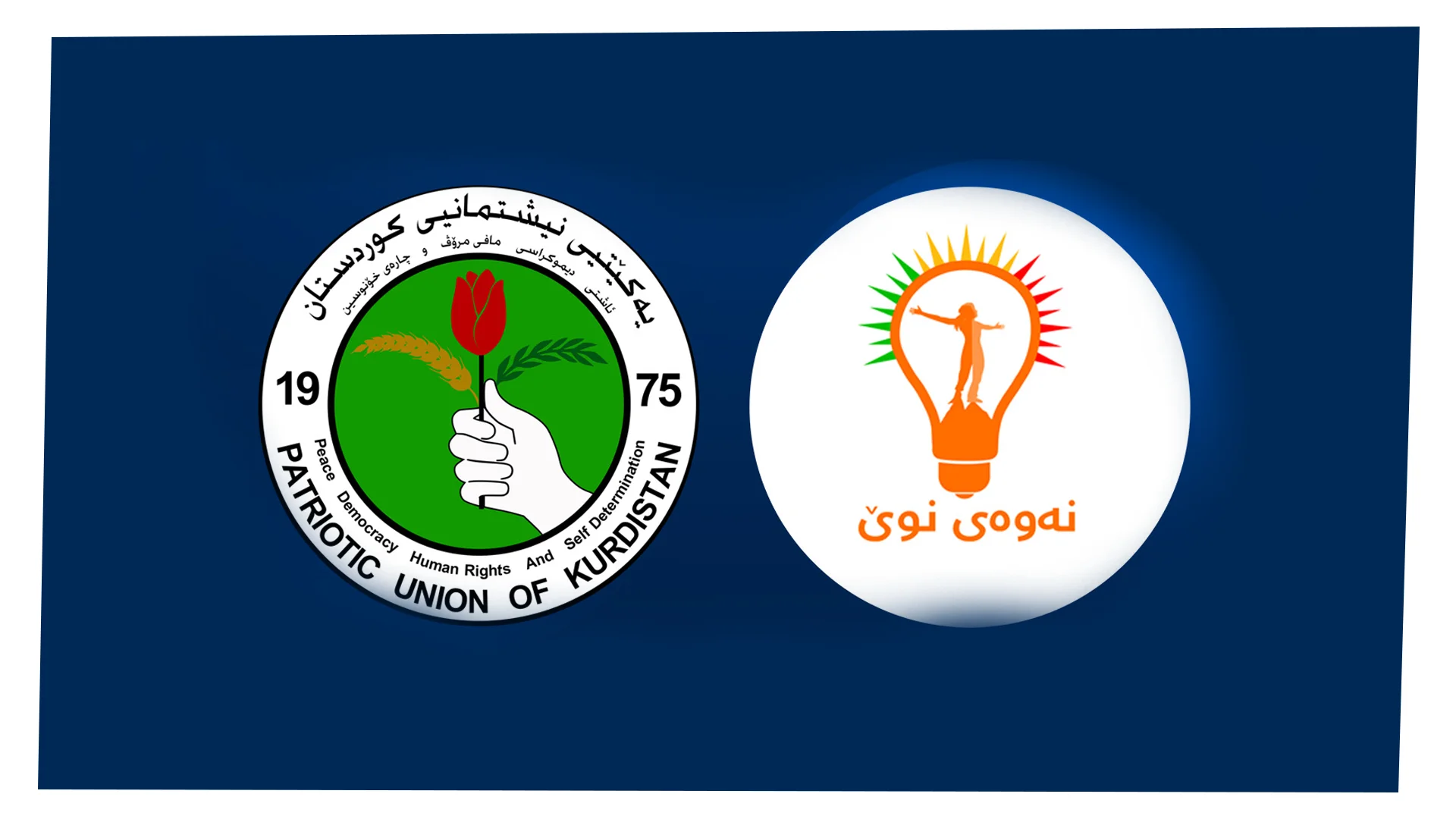 The logos of Patriotic Union of Kurdistan (left) and New Generation Movement

