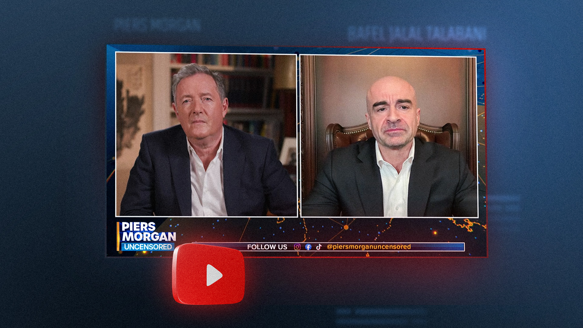 PUK President Bafel Jalal Talabani (R) speaks with British broadcaster Piers Morgan (L) during an interview on Piers Morgan Uncensored. (Screenshot / Piers Morgan Uncensored / YouTube)