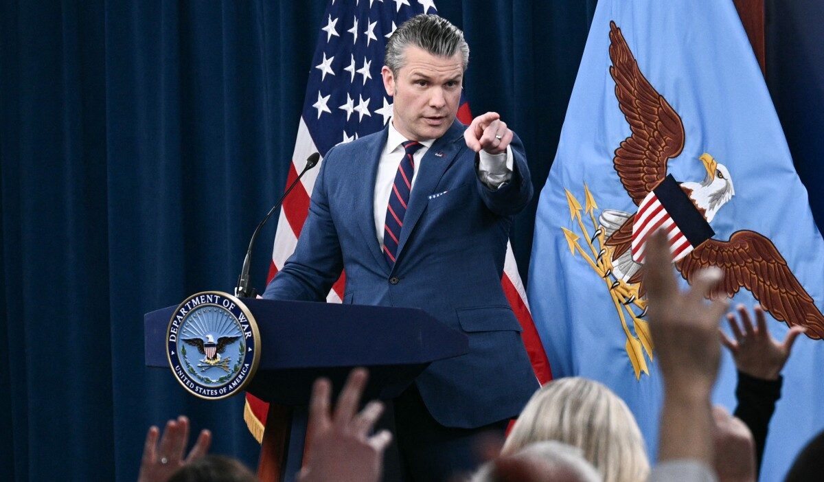 U.S. Defense Secretary Pete Hegseth takes questions during a press conference at the Pentagon in Washington, DC, on March 2, 2026. Photo: Brendan Smialowski / AFP

