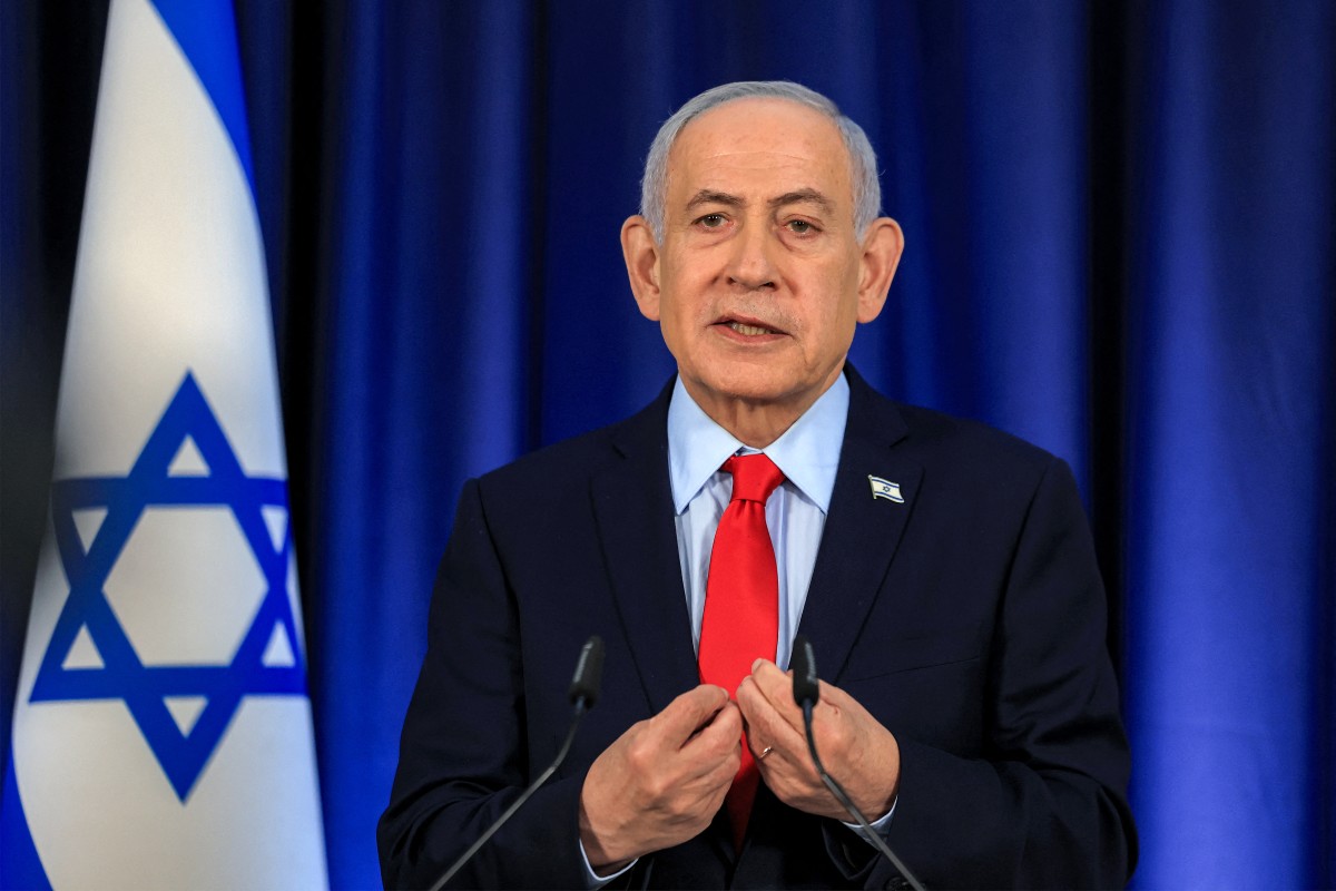 Israeli Prime Minister Benjamin Netanyahu speaks during a press conference in Jerusalem on March 19, 2026. Netanyahu said on March 19 that Israel and the US were "winning" the war against Iran, with the Islamic republic "decimated" and unable to enrich uranium or manufacture ballistic missiles. He insisted Israel had "acted alone" in striking Iran's massive South Pars gas field, while confirming that the US president had asked Israeli forces to "hold off" on such attacks moving forward. (Photo by Ronen Zvulun / POOL / AFP) /