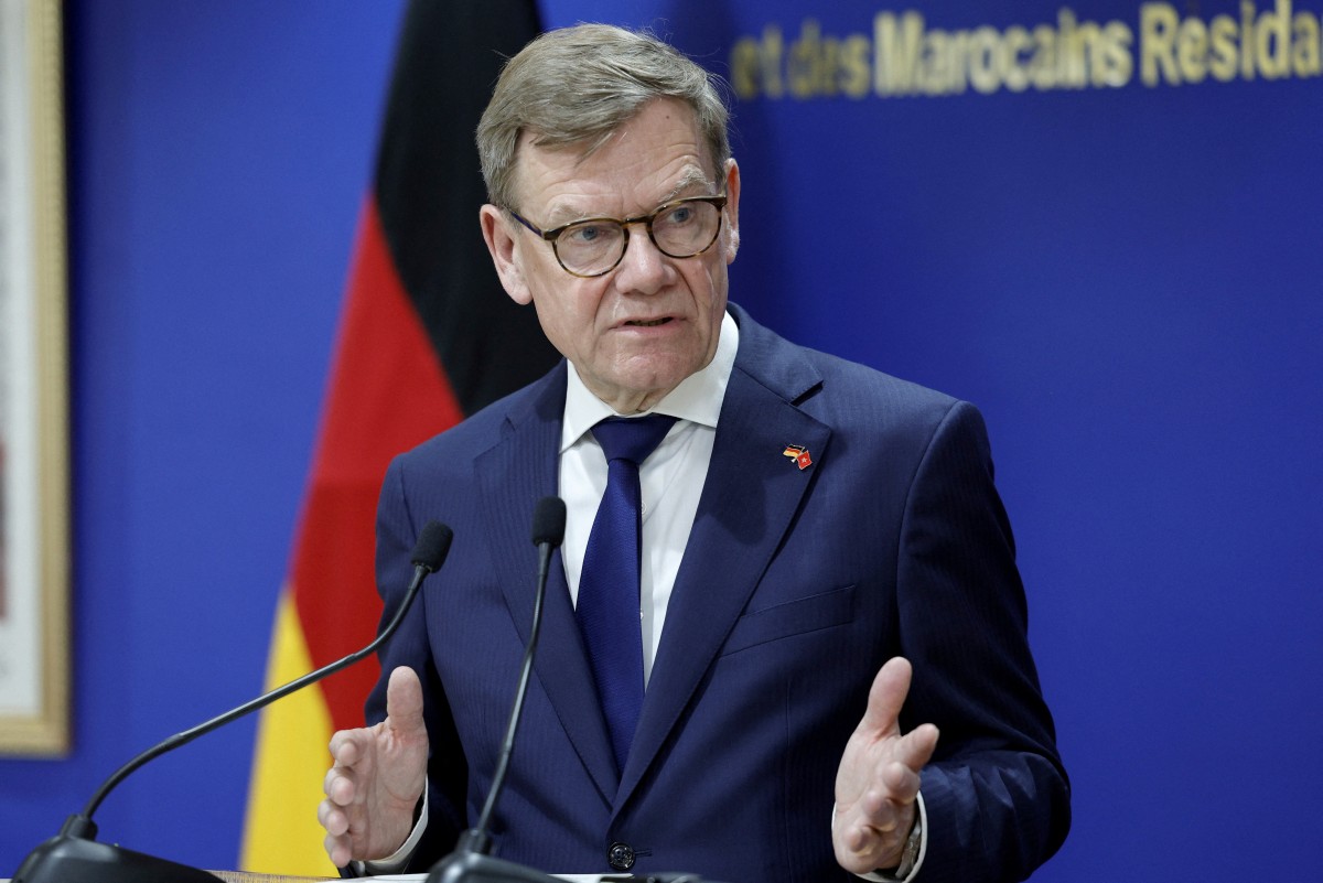 Germanys Foreign Minister Johann Wadephul speaks during a joint press conference with Moroccos Minister of Foreign Affairs, following their official meeting in Rabat, on April 30, 2026. (Photo by Abdel Majid BZIOUAT / AFP)