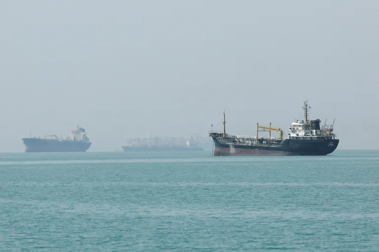 Vessels in the Strait of Hormuz, Iran, on Friday [Majid Asgaripour/WANA (West Asia News Agency)