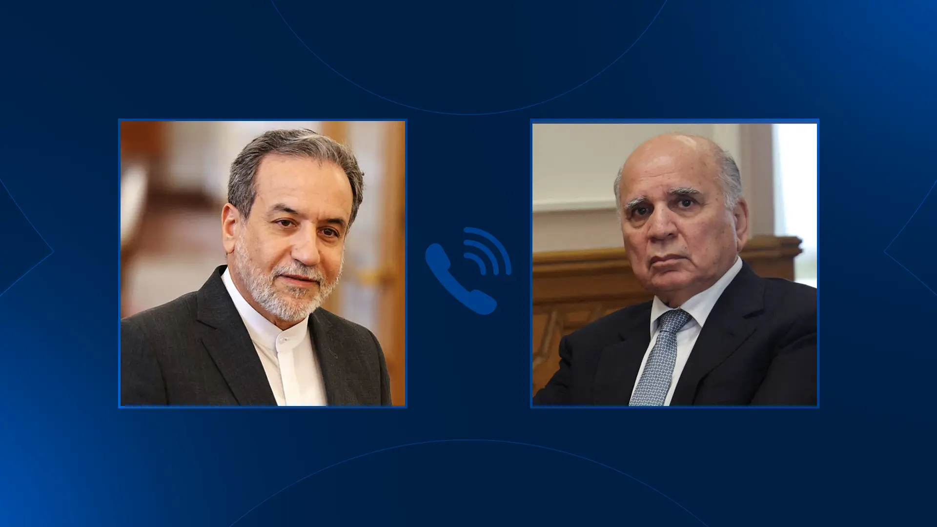 Iranian Foreign Minister Abbas Araghchi (left) and Iraqi Foreign Minister Fuad Hussein (right) discuss regional security and trade frameworks during high-level diplomatic sessions.