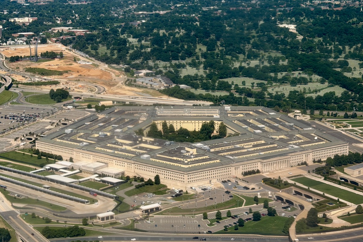 (FILES) An aerial view of the Pentagon, which houses the US Department of Defense headquarters, in Arlington, Virginia, on May 31, 2026. Part of the Pentagon went into lockdown on June 11, 2026, a spokesman said, in response to what a local fire department described as a "hazardous materials incident" at the US military headquarters. Pentagon spokesman Sean Parnell said a "shelter-in-place order" had been issued for an area affected by an "air quality issue," while the Arlington County Fire Department said it had units "including our Hazardous Materials Team" operating there to address a "hazardous materials incident." (Photo by Daniel SLIM / AFP)