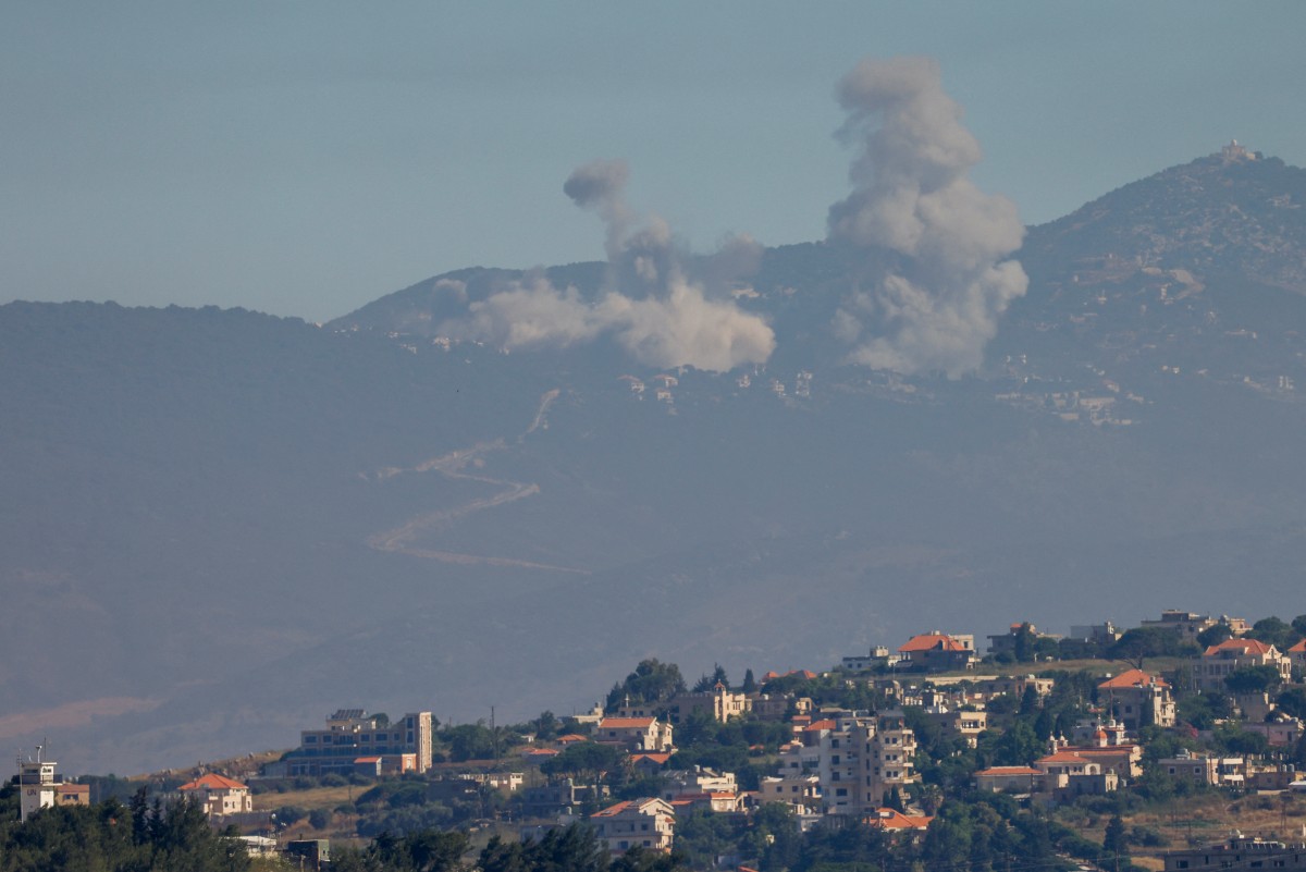 Smoke rises following Israeli bombardment in southern Lebanon as seen from a position across the border in the Upper Galilee in northern Israel on June 19, 2026.
