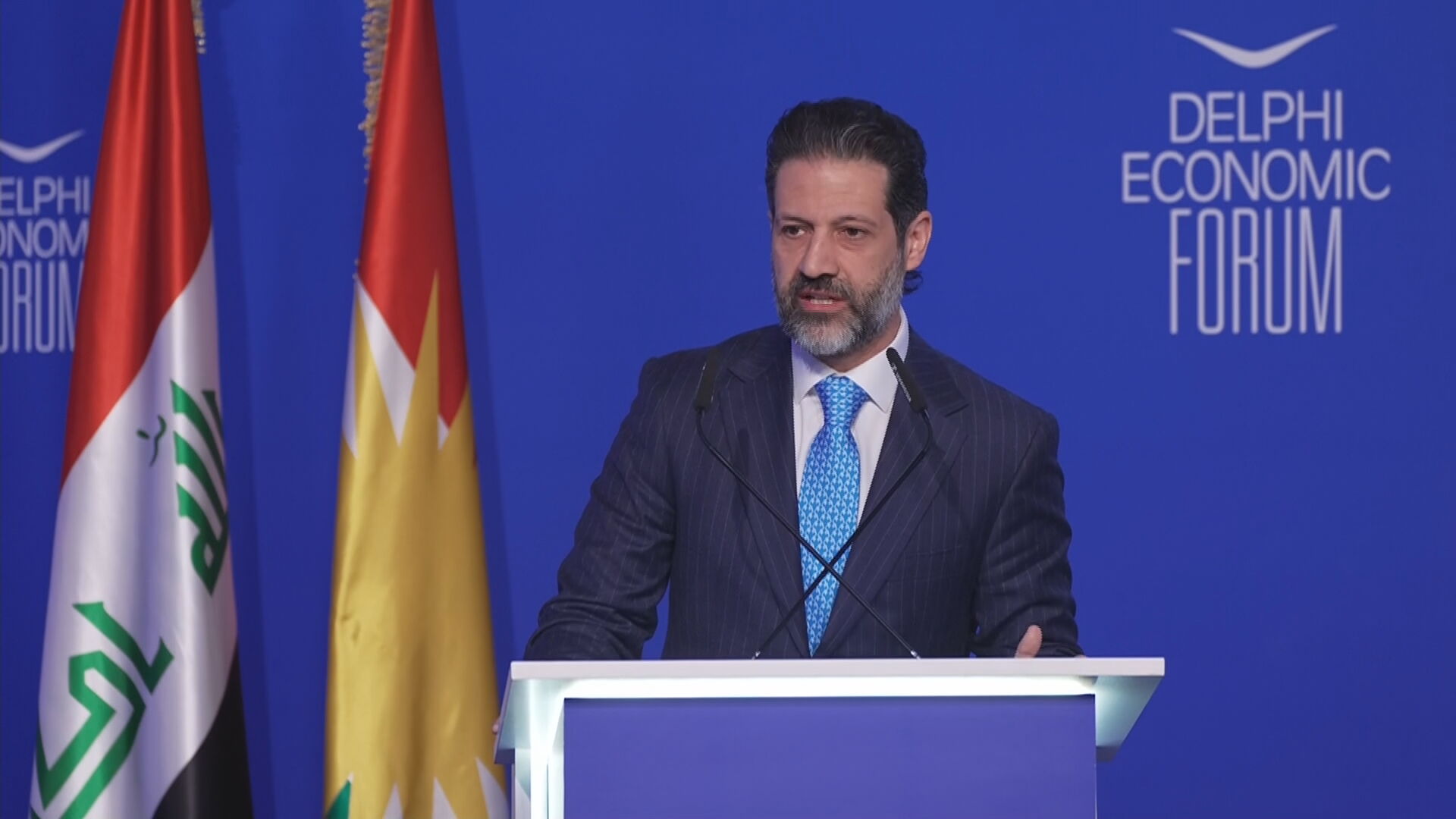 Qubad Talabani, Deputy Prime Minister of the Kurdistan Region, speaks during the second annual Delphi Forum Slemani on June 7, 2026. Photo: Channel8


