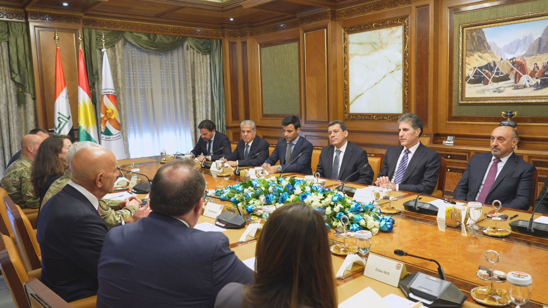 Trilateral Meeting Between SDF Commander Mazloum Abdi, KRG President Nechirvan Barzani, and U.S. Envoy Tom Barrack in Erbil