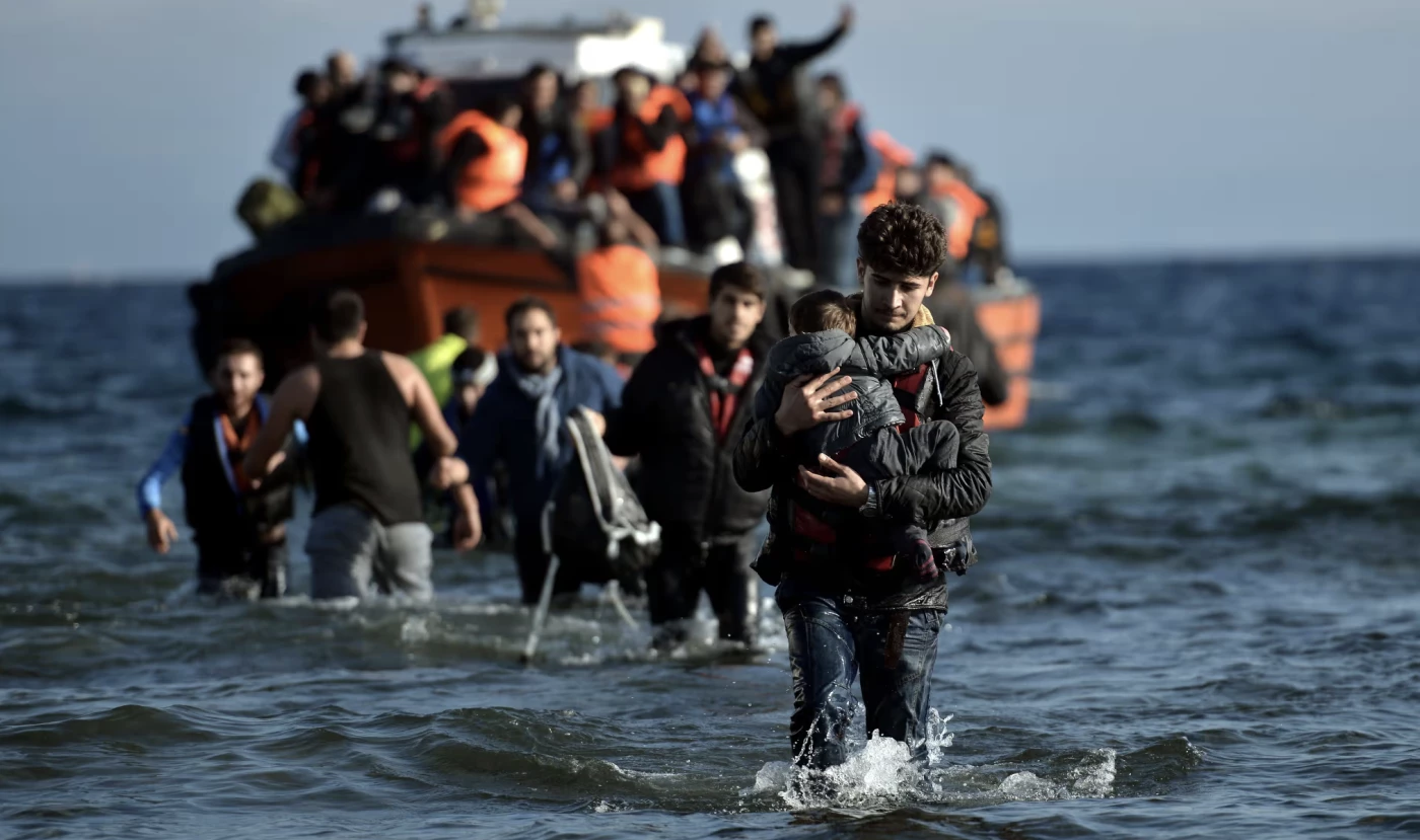 Migrant Arrivals on Greek Island of Lesbos After Aegean Sea Crossing. Photo: AFP

