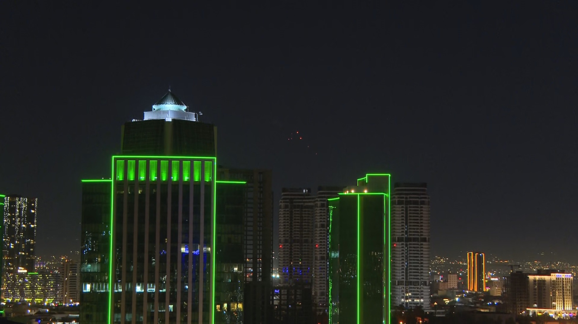 A scene of the drones being intercepted in the skies of Erbil, July 15, 2026