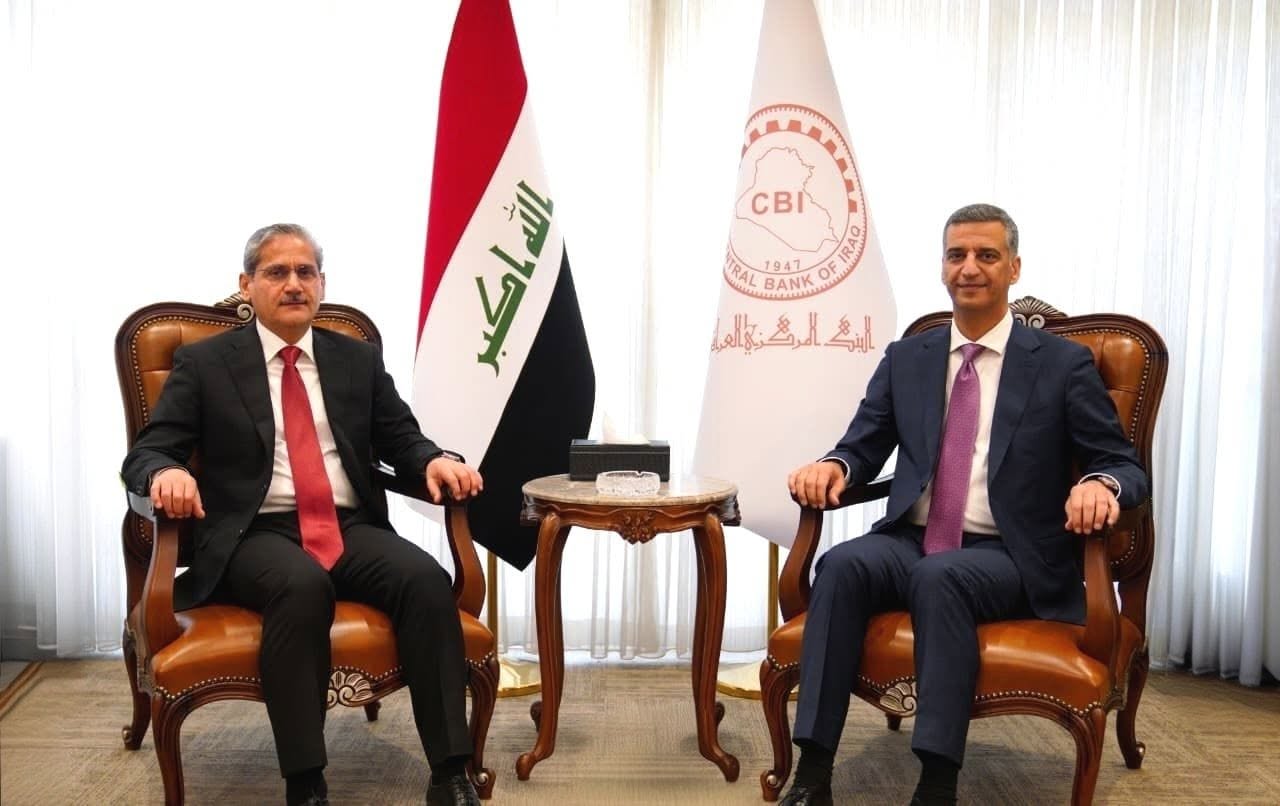 Central Bank of Iraq Governor Nizar Naser Hussein meets with Federal Integrity Commission head Dr. Mohammed Ali al-Lami on July 2, 2026. Photo: CBI 
