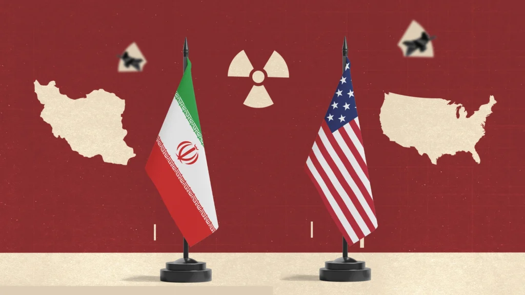Graphic of Iran's and United States' flags