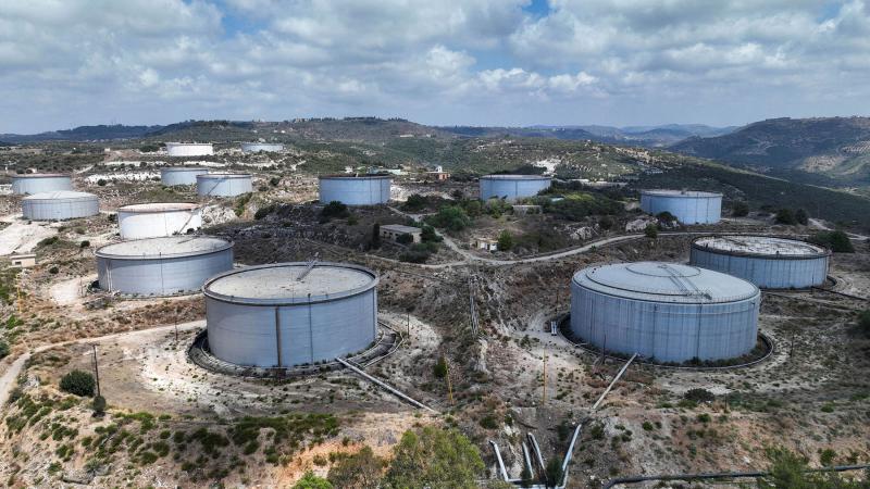 A drone view shows oil storage tanks in the port of Tartus, Syria, September 1, 2025.
