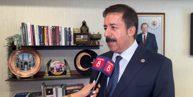 Abdurrahim Firat, a lawmaker from the Justice and Development Party (AK Party), spoke to Channel8 on August 6, 2026. Photo: Channel8

