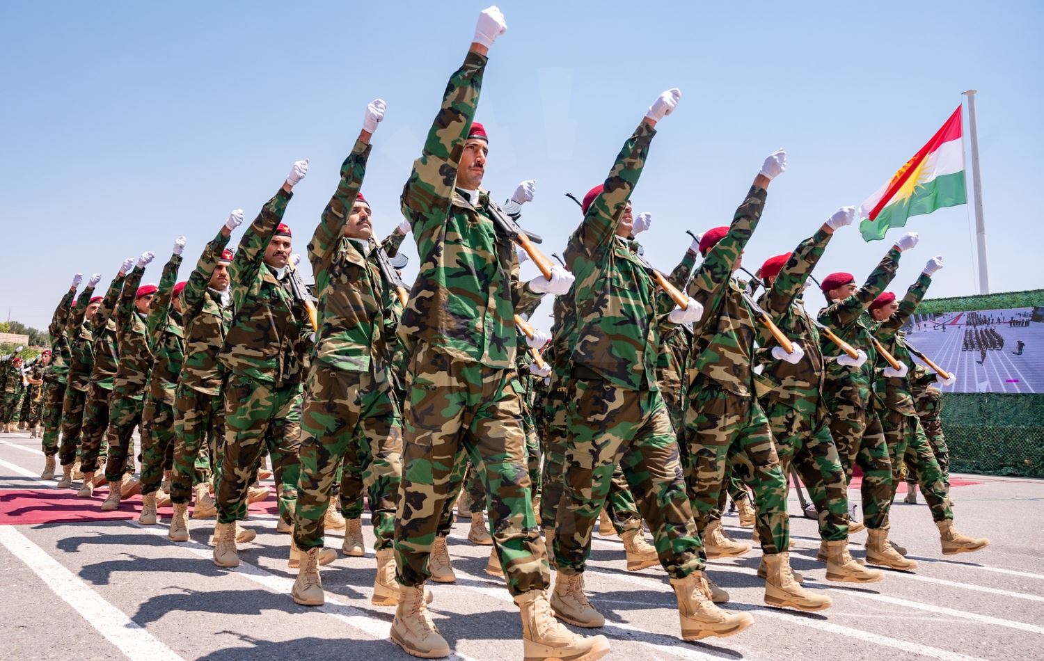 A unit of the Kurdistan Peshmerga forces during training.