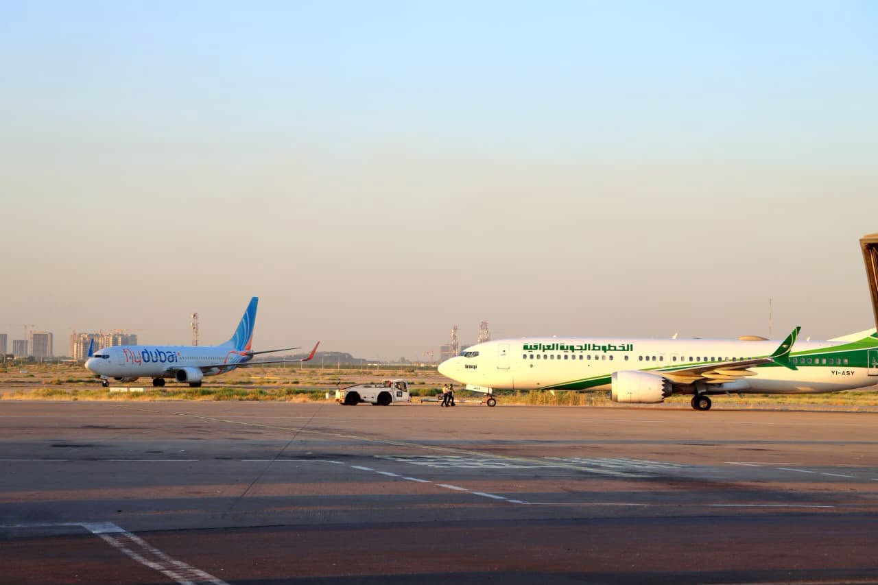 An Iraqi Airways aircraft sits on the tarmac at Baghdad International Airport. Photo: Iraqi Ministry of Transport 

