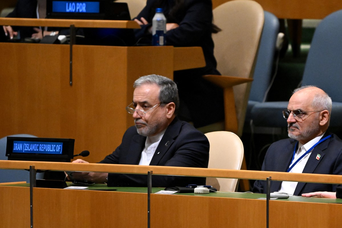 Iran Foreign Minister Abbas Araghchi (L) looks on during the 81st session of the United Nations (U.N.) General Assembly at U.N. Headquarters on September 23, 2026 in New York City.  Alexi J. Rosenfeld/Getty Images/AFP  