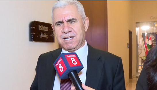 Kamal Muslim Saeed, the KRG Minister of Trade and Industry, speaks to Channel8 on September 7, 2026. Photo: Channel8 

