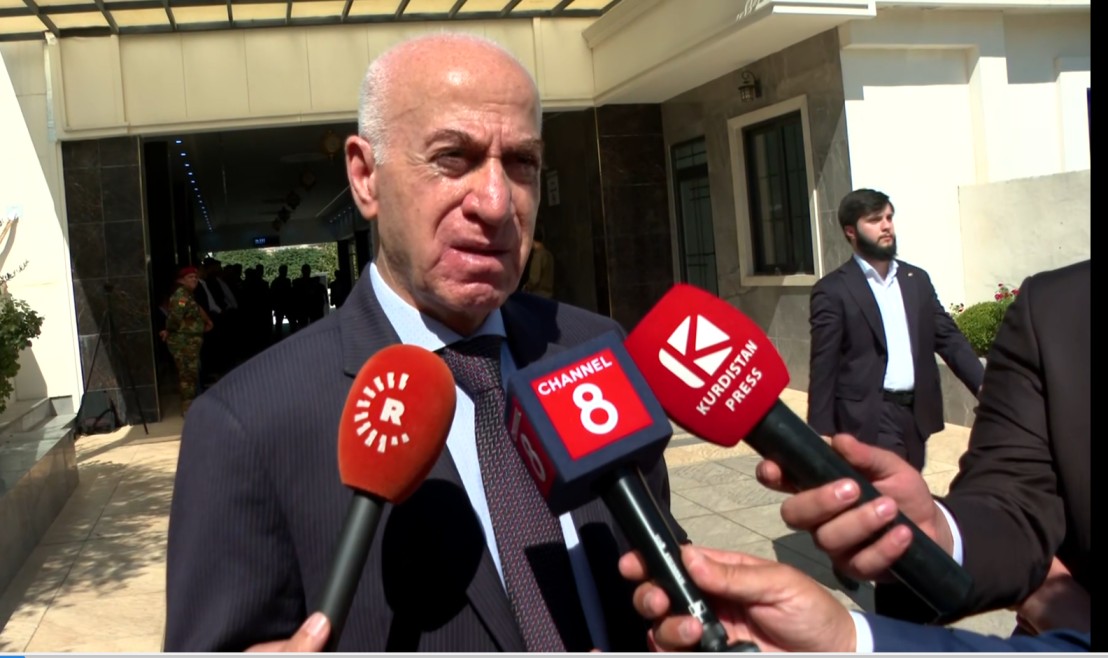 Mahmoud Mohammed, spokesman for the Kurdistan Democratic Party (KDP), speaks to reporters on September 16, 2026. Photo: Channel8


