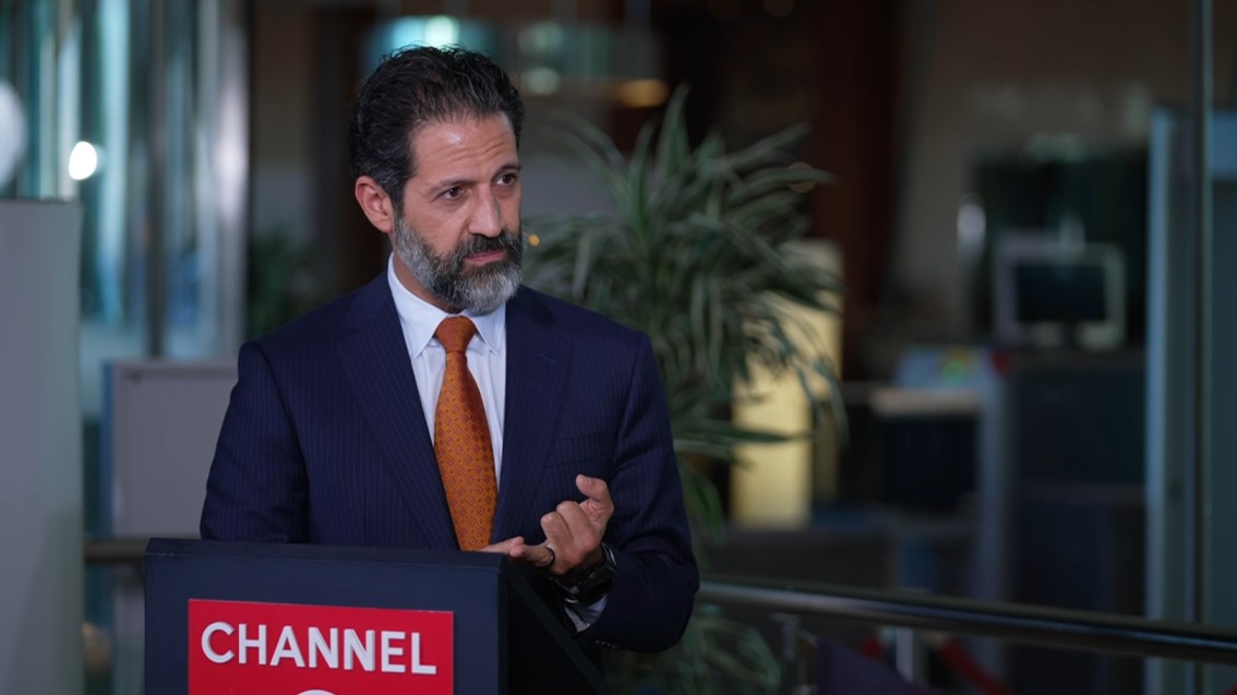 Qubad Talabani, the Deputy Prime Minister of the caretaker Kurdistan Regional Government, speaks to Channel8 during an interview on the sidelines of the Slemani Summit on September 17, 2026. Photo: Channel8 


